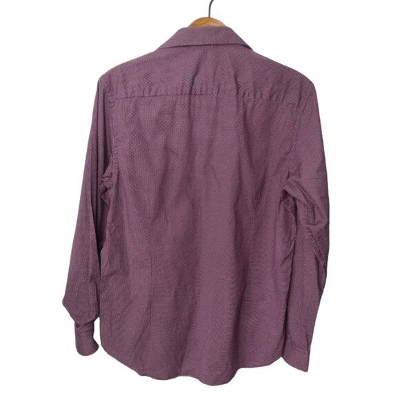 ConStruct Slim Fit Flip Cuff Shirt Men's Size 16 Polka Dot Plum Stretch Business - Picture 4 of 7